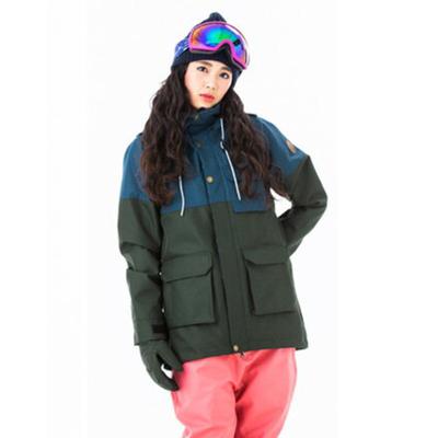 China Wholesale Custom Women's Skiing Jacket OEM Breathable Color Matching Waterproof Waterproof Green Outdoor for sale