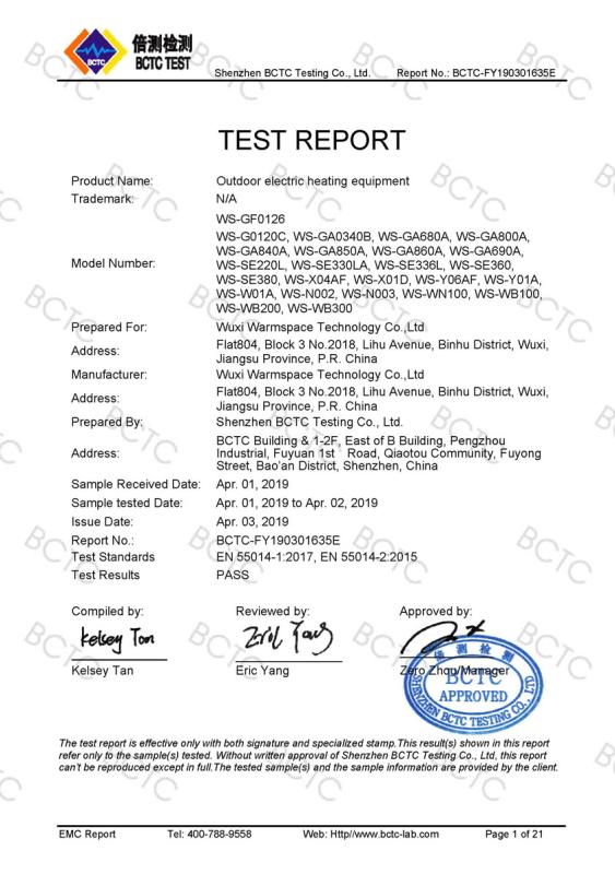 EMC - Wuxi Warmspace Technology Co., Ltd.