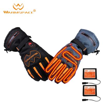 China Popular Black Polyamide Gloves WARMSPACE Gloves OEM ODM Lithium Battery Rechargeable Electric Heated Skiing Temperature Regulation for sale