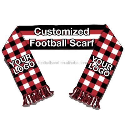 China Football / Soccer / Games Sports Low MOQ Good Price 100% Acrylic Good Quality Double Sides Knitted Jacquard Sports Fan Cheering Custom Football Scarf for sale