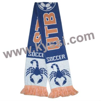 China Middle 100% Acrylic Double Sided Knitting Jacquard Football Scarves for sale