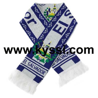 China Medium El Salvador National Flag Knitted Jacquard Football Scarf for sale