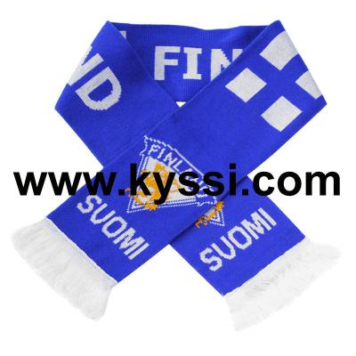 China Finland Medium National Flag Knitted Jacquard Soccer Scarf for sale