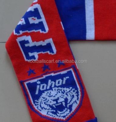 China Middle Malaysia Football Club Customized Design Double Sides Knitting Jacquard Football Scarf for sale