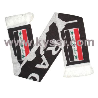 China Iraq National Flag Medium Double Sides Knitting Jacquard Football Scarf for sale