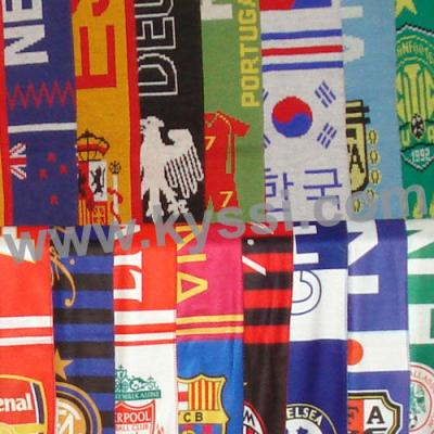 China Middle For 50pcs Customized Design Can Be Made For 100% Acrylic Double Sided Knitting Jacquard Football Scarf for sale