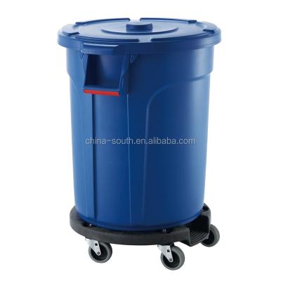 China Sustainable White Brutal 75L Trash Can With Lid And Trolley for sale