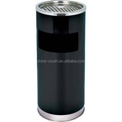 China Viable Black Round Ashtray Smoking Waste Paper Indoor Garbage Bin for sale