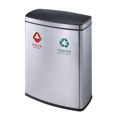 China GNF Sustainable Stainless Steel Smart Sensor Bin 2 Compartment Recycle Bin for sale