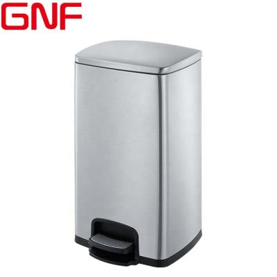 China GNF Sustainable Hot Selling 25L 430 Desktop Foot Pedal Bin Kitchen Waste Bin Stainless Steel Bins For Home for sale