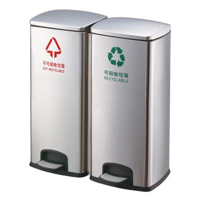 China GNF 2 Compartments Sustainable Soft Close Pedal Bin Stainless Steel for sale