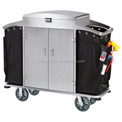 China Durable Stainless Steel General Cleaning Housekeeping Trolley / Hotel Room Service Trolley for sale