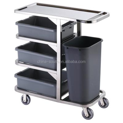 China Wholesale Restaurant Hotel Stainless Steel Plate Dish Collect Cleaning Trolley for sale