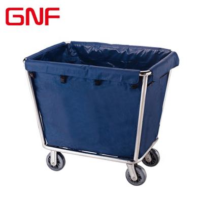 China Starred Hotels GNF Hotel Large Capacity Stainless Steel Laundry Trolley Cart Canvas Cart for sale