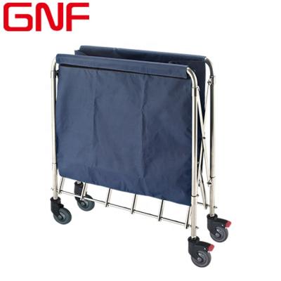 China Heavy Duty Collapsible Canvas Cart Heavy Duty Foldable Canvas Cart GNF Laundry Sorter Hotel Guest Room Commercial Folding Laundry Cart for sale