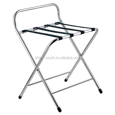 China Hot Sale Stainless Steel Solid Wood Luggage Rack Cheaper Metal Hotel Furniture for sale