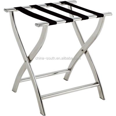 China Hotel Bedroom Hotel Stainless Steel Folding Luggage Carrier Strong Luggage Rack for sale