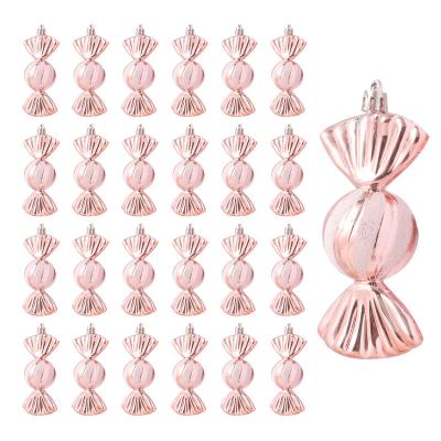 China TKYGU Style European Factory Direct 1.96 Inch 24pcs Christmas Decorated Candy Shape Ball Pendant For Tree Xmas Ball Ornaments for sale