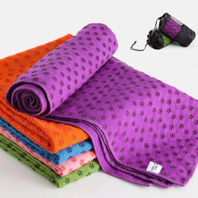 China Custom Logo Water Absorption Pilates Yoga Mat Non-slip Eco-Friendly Purple Yoga Mat Towel for sale