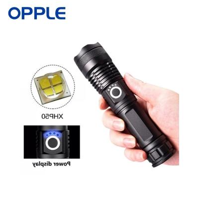 China OPPLE LED Flashlight USB Recharargeable 10W 6000K Powerful Outdoor Camp Torch Camping Waterproof Light for sale