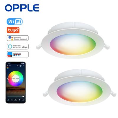 China OPPLE Modern Smart RGB LED Downlight 120V 9W RGBCW 4 Inch Dimmable Spotlight Wifi Ceiling Light APP Life Remote Smart Smart Home for sale