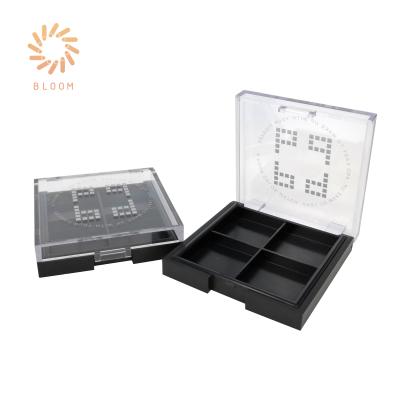 China Branded 4 Blocks Eyeshadow Case Empty Square Branded Eyeshadow Container With Clear Lid for sale