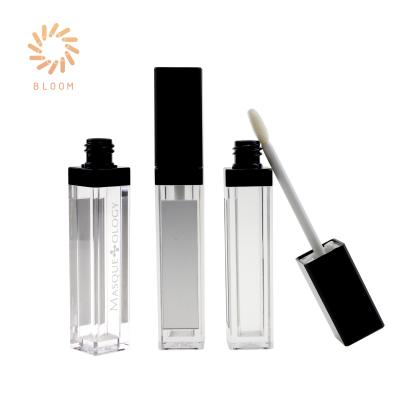 China Cosmetic PETG Bottle Clearance Lip Packaging In 6ml PETG Stock Classic Square Empty Mirror Lip Gloss Tube With Printing for sale