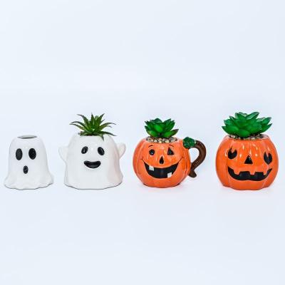 China Modern Halloween Supplies Halloween Gift Party plantable Ceramic Pumpkin Home Decoration for sale