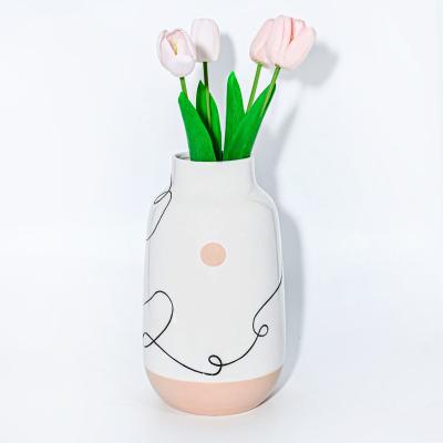 China Modern Line Art tall Ceramic flowers Vase Table Ceramic Decorationfor home decor for sale