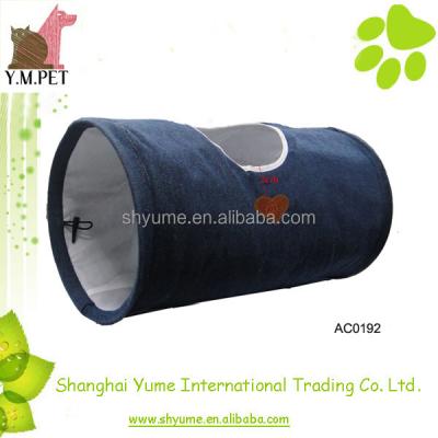 China Denim Pleat Pop Up Cat Tunnel Viable Toy for sale