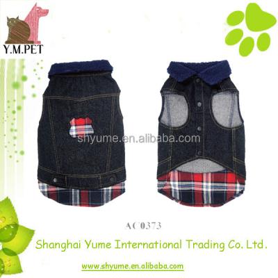 China Sustainable Denim With Fashion Checked Element Dog Male Clothes for sale