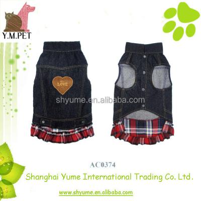 China Sustainable Checked Female Babylock Denim Dog Coat for sale