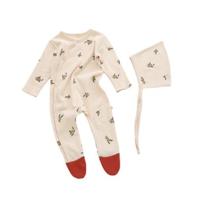 China Casual Baby Overalls Rompers Infant Cotton Newborn Pajamas with Foot Wraps Baby Long Sleeve Romper for sale