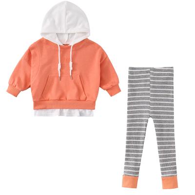 China Autumn New Children's Sweater Girls Two-Piece Suit Children's Leggings Girls Casual Hooded Girls Clothes for sale