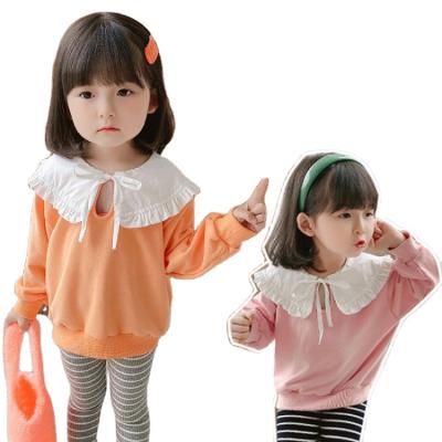 China Girls Casual Sweatshirt Sets Autumn Childrens Girls Baby Striped Doll Collar Two Piece Sets for sale