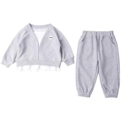 China Casual girls' sports fashion suits baby autumn casual clothes pure color long-sleeved two-piece suit for sale