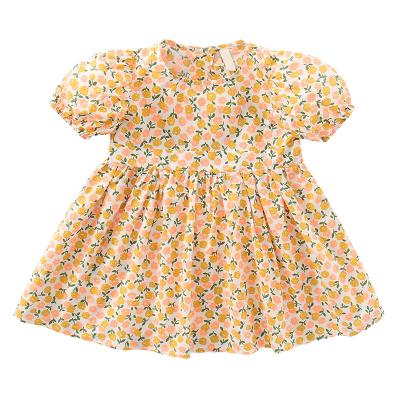 China Girls Princess Washable Dress With Puff Sleeve Halter Back Summer Children Wear Korean New Girl Floral Dress for sale