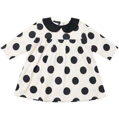 China Autumn Girls Princess Doll Collar Dress Spring Baby Girl Polka Dot Washable Long Sleeve Dress for sale