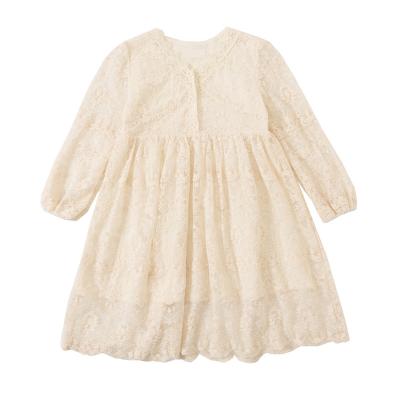 China Washable girls dress new autumn baby long-sleeved soft net gauze dress girls lace up princess dress for sale