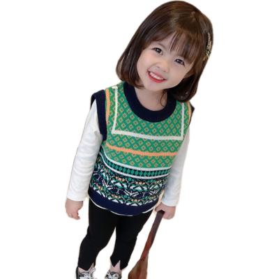 China Autumn anti-shrink kids vest wholesale children's cute sweater O-neck sleeveless sweater vest for sale