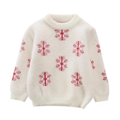 China Mink Fleece Girls Snowflake Sweater Warm Children's Anti-Shrink Sweater Spring And Autumn Sweater for sale