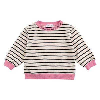 China Children's T-shirt cotton long-sleeved shirt Korean style baby sweater striped autumn anti-shrink for sale