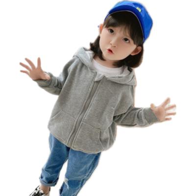 China Girls Cotton Cardigan Sweater Jacket Kids Hooded Sweatshirt Anti-shrink Soft Casual Zipper Jacket for sale