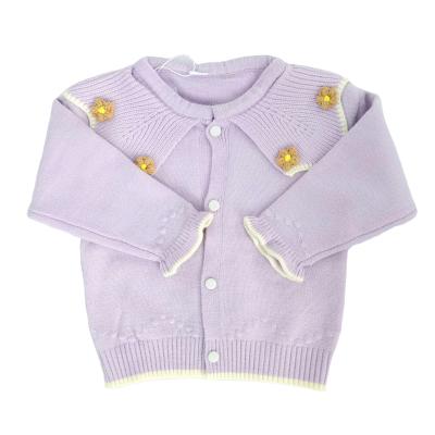 China Girl's Anti-Shrink Machine Knit Cardigan Children's Solid Color Sweater Coat Custom Children's Clothing for sale