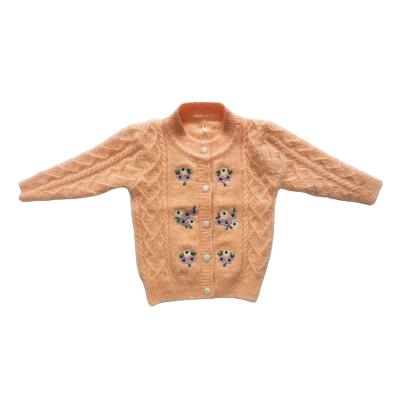 China Anti-Shrinkage Girls Top Coat Knitted Sweater Cardigan Girl Long Sleeve Baby Embroidered Sweater Coat for sale