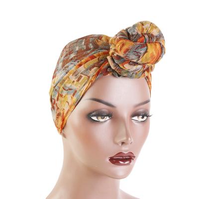 China Colorful Adjustable Lady Print Turban Hijab Chemo Headwrap New Fashion African Print Silk Headwrap Ankara Print Hair Wrap Twist Flower Cotton Flower Headwrap Flower Headwrap for sale