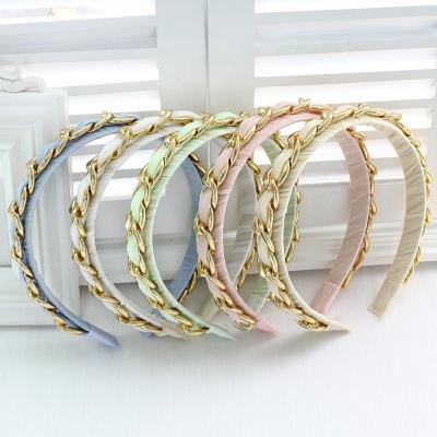 China Lovely High Quality Chain Mesh Hair Accessories Twist Fabric Headband Headbands For Women for sale