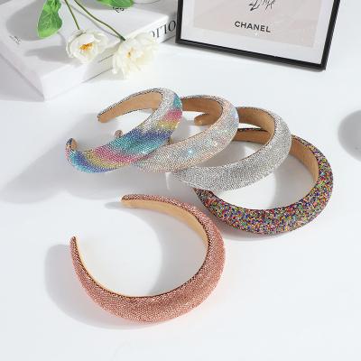 China Wedding Headband 2021 Luxury Baroque Bling Hair Accessories New Arrival Tiara Full Diamond Headbands Crystal Bead Hairband Colorful For Women for sale