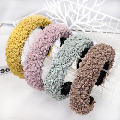 China Winter Wholesale Thick Headband Fur Women's Fashion Hair Accessories Hot Selling Good Quality Plush Wide Headbands Women for sale