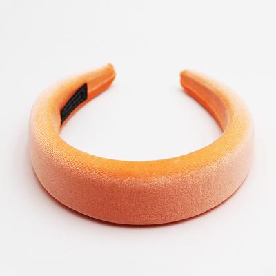 China Stylish Manufacturer Custom Logo Elegant Bright Color Velvet Padded Foam Sponge Headband for sale